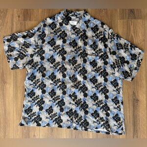 Brioni Neiman Marcus Men’s Floral Blue Rayon Button up Sz XL Made In Italy